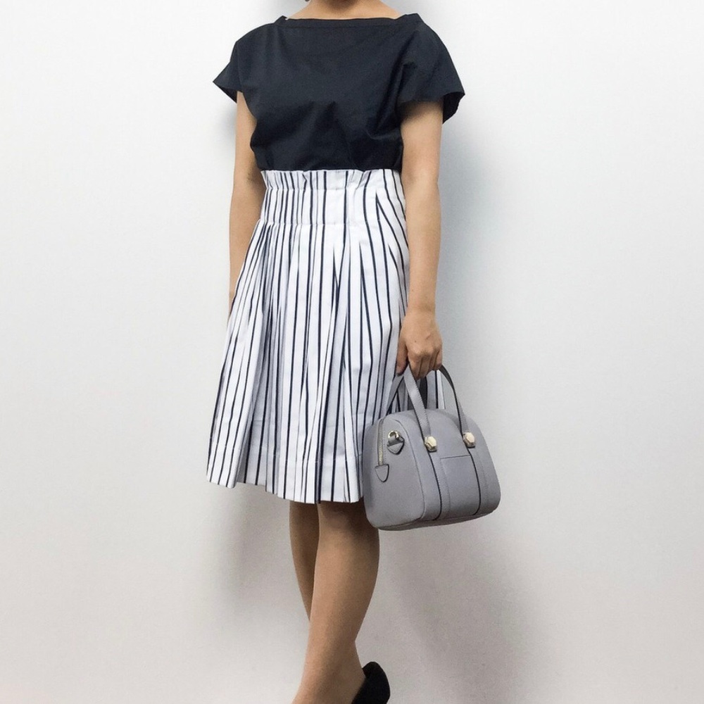 Kate Spade Broome Blue & White Striped Midi Skirt